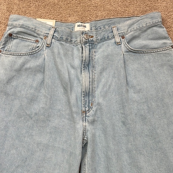 NWT Agolde Dagna High Rise Baggy Pleated Wide Leg Crop Pivot Wash Jeans Size 33 - Picture 3 of 11